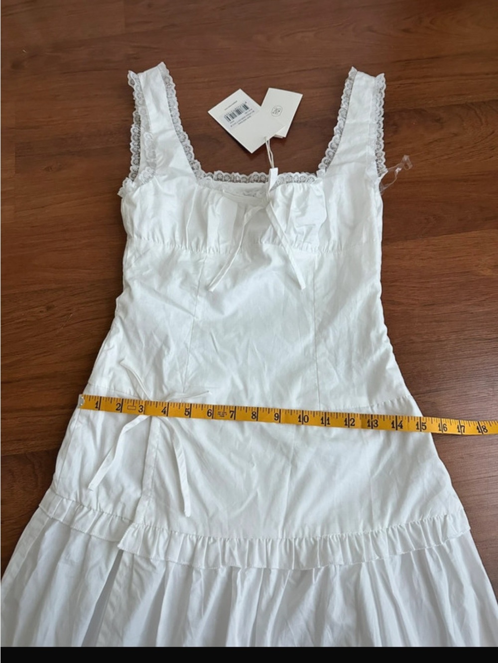 Peppermayo White Square-Neck Ruffle Midi Dress - Picture 3 of 5